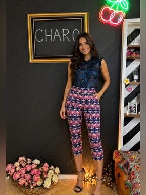 Tempo Paris Multicolor Geometric Print Stretch Leggings